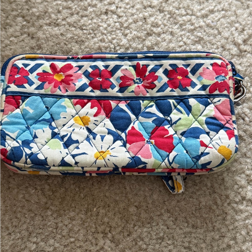 Vera Bradley Floral Quilted Wallet in Blue and Red